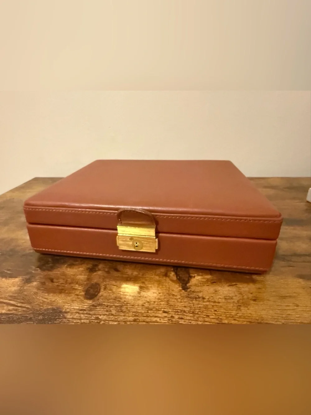 Vintage Savoy Cigarette Men's Brown Leather Jewelry Box